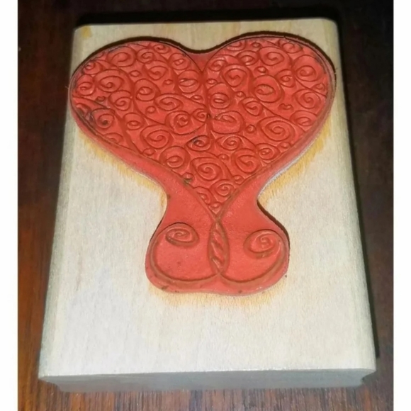 2 Rubber Stamps Flowers Column Curly Floral Heart - Picture 3 of 8